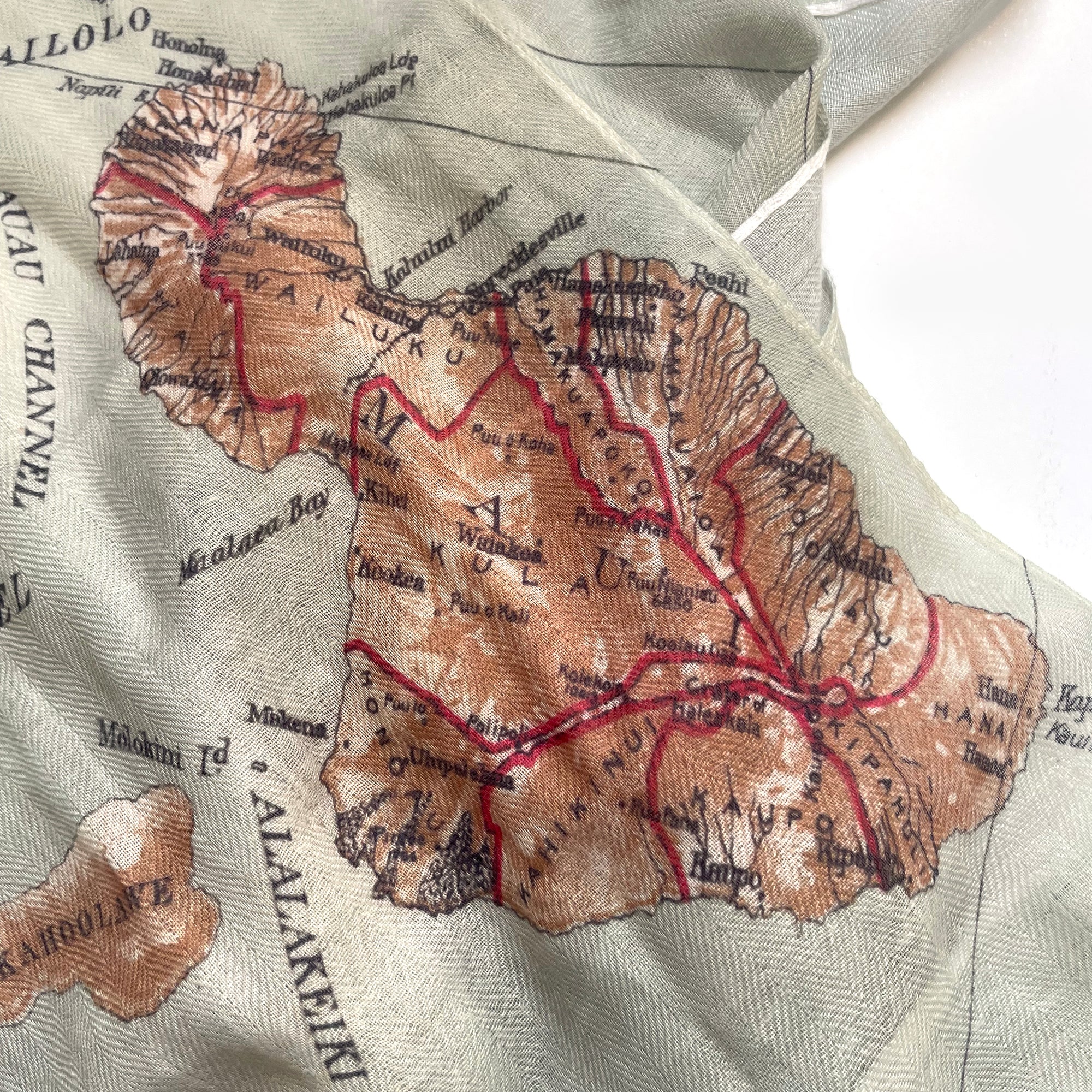 Hawaii, HI Vintage State Map Scarf