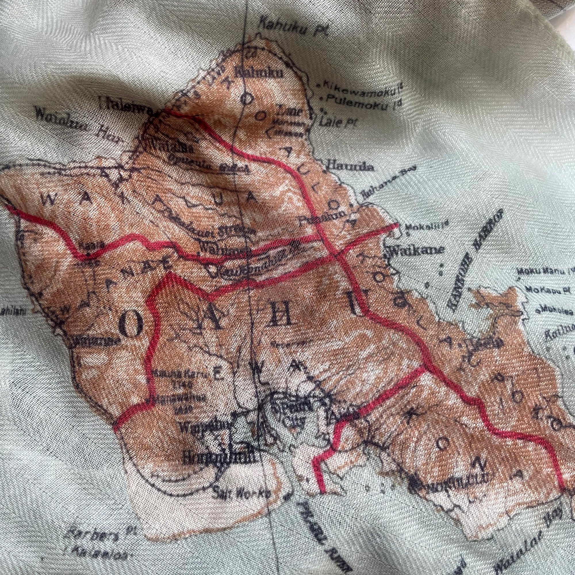 Hawaii, HI Vintage State Map Scarf