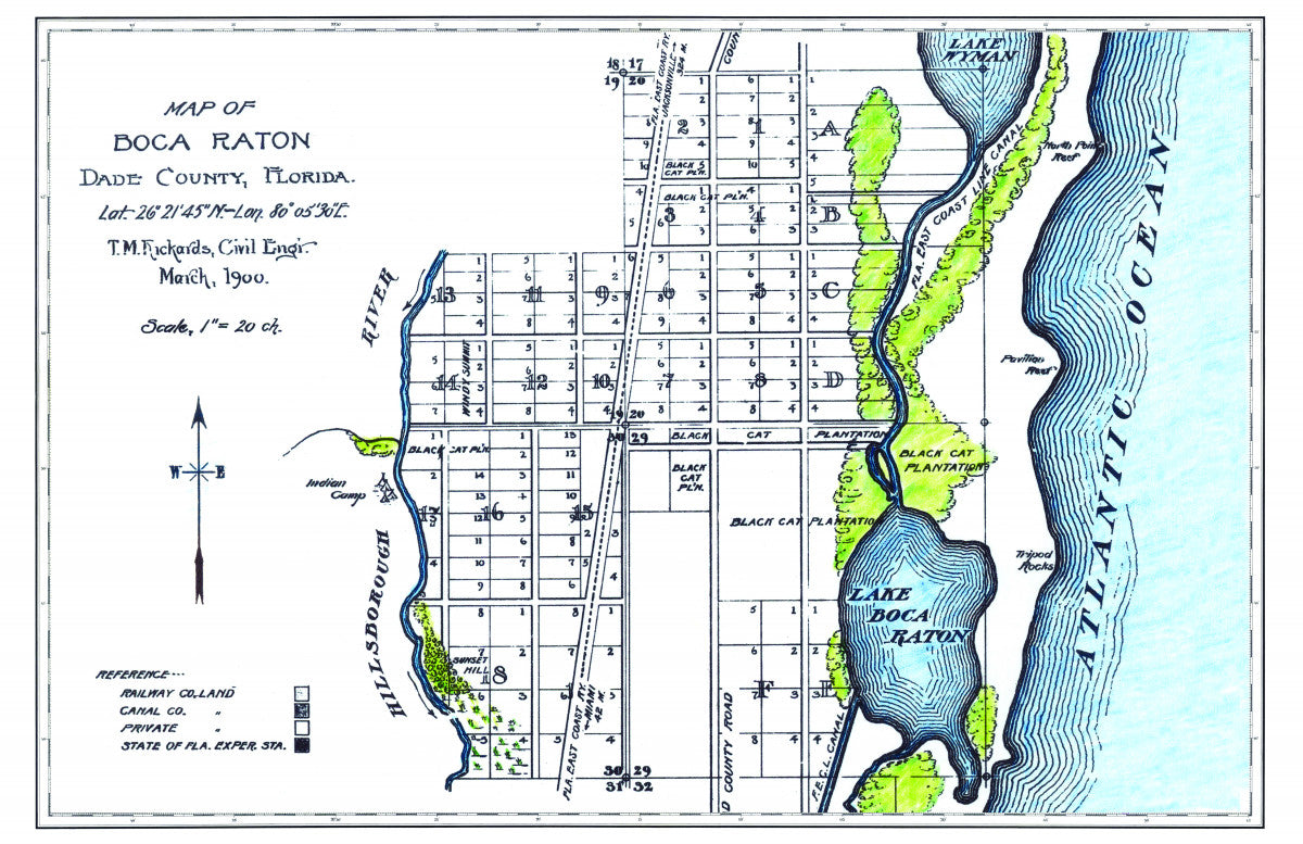 Boca Raton - Rickards Map Placemats, set of 4