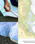 Plymouth, Duxbury Harbors MA Nautical Chart Quick Dry Towel