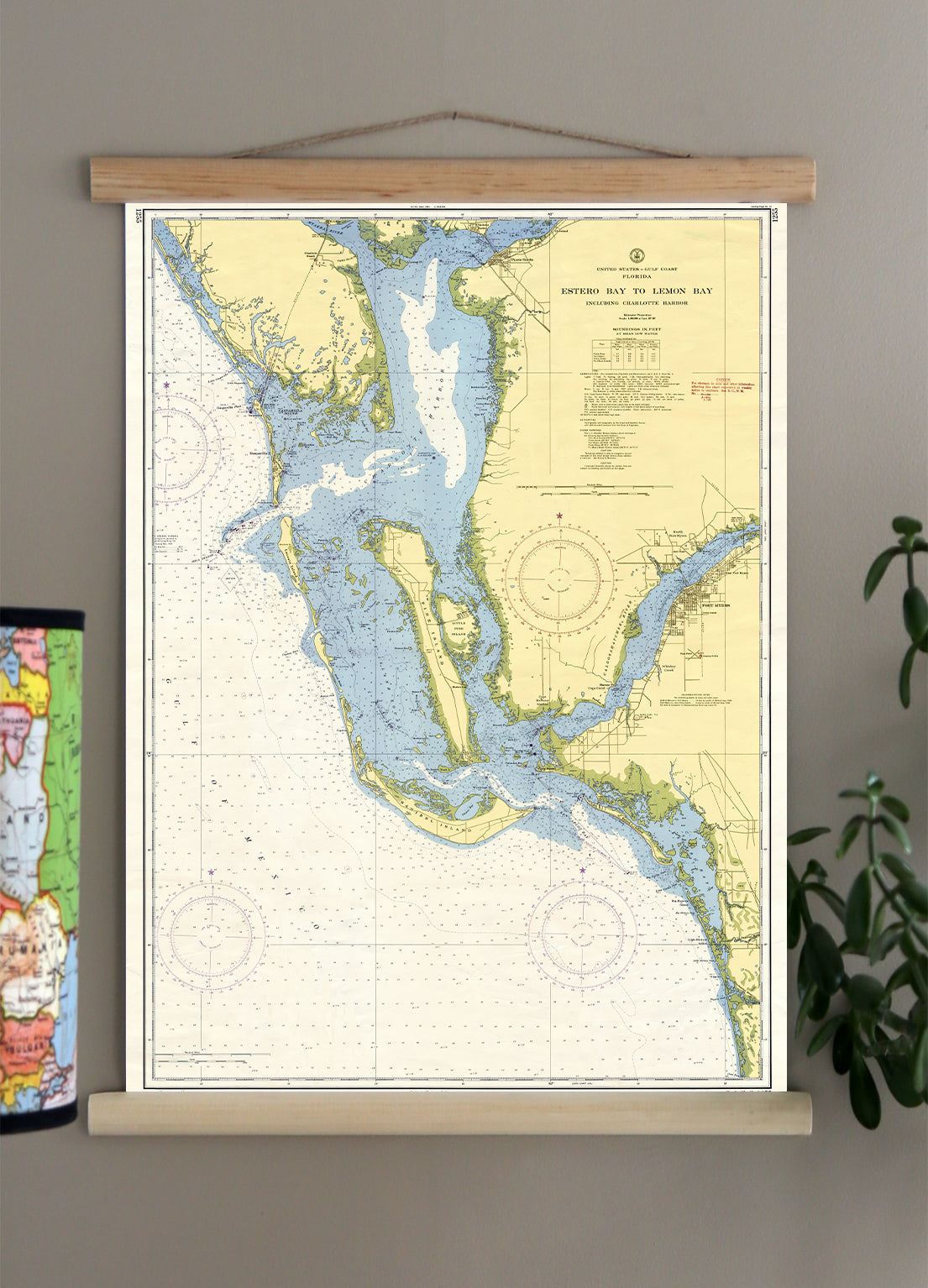 Sanibel, Cape Harbour, Cape Coral, Estero Florida Chart Scroll