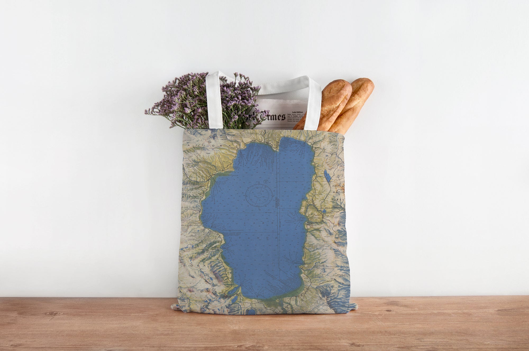 Lake Tahoe, CA Vintage Map Tote