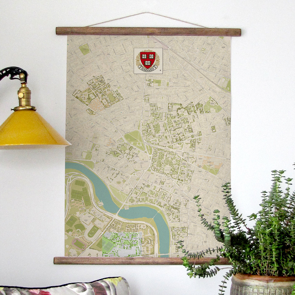 Harvard -Cambridge Modern Map with logo Scroll