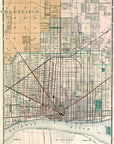 Detroit Vintage Map Scroll