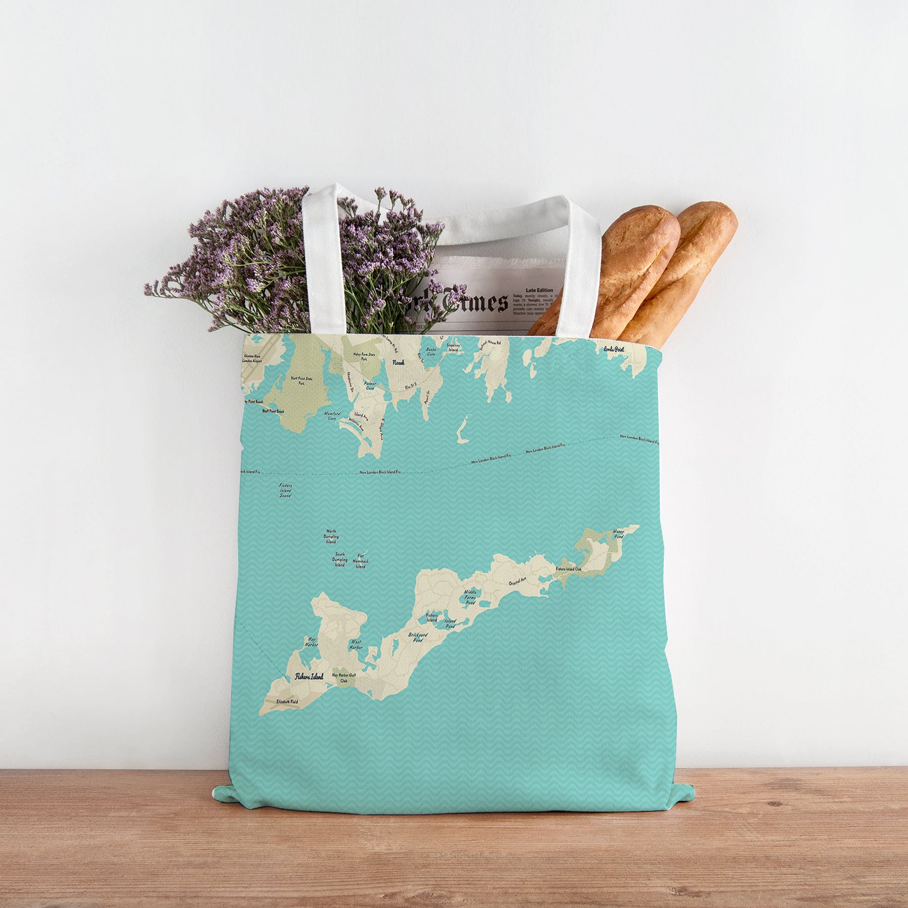 Fishers Island NY Modern Wave Tote