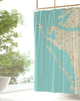 Anna Maria Island FL Modern Wave Map Shower Curtain