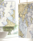 City Island, NY Nautical Chart Shower Curtain