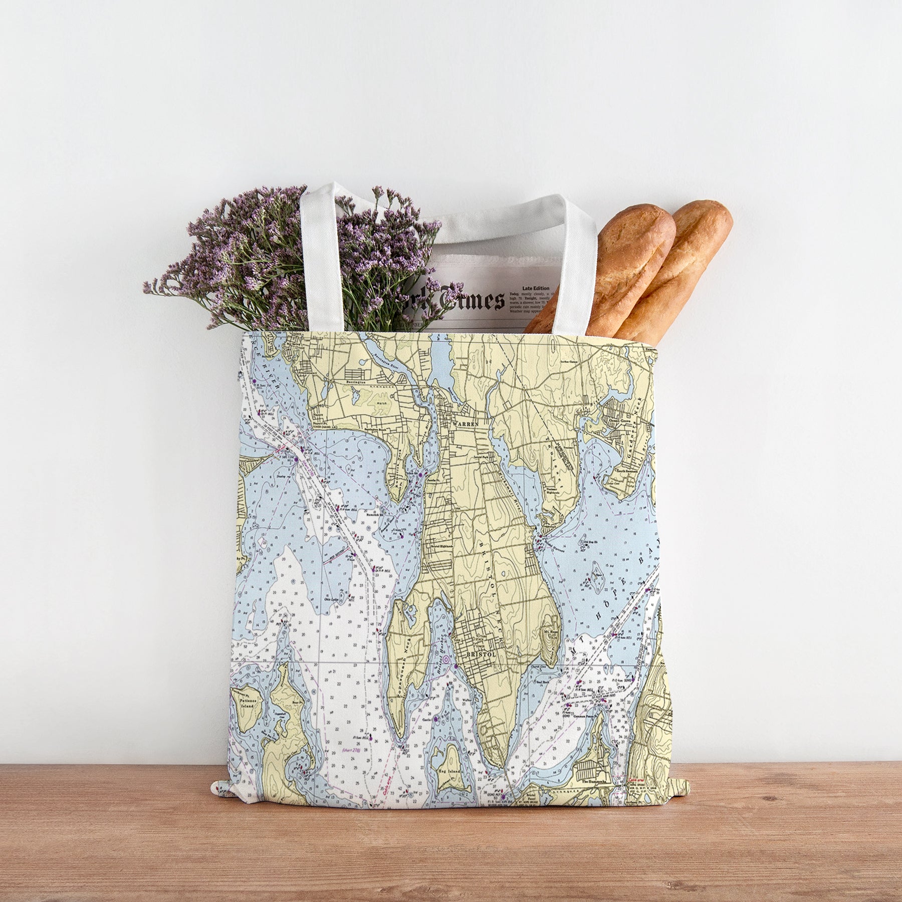 Bristol, Warren, Vintage chart Tote