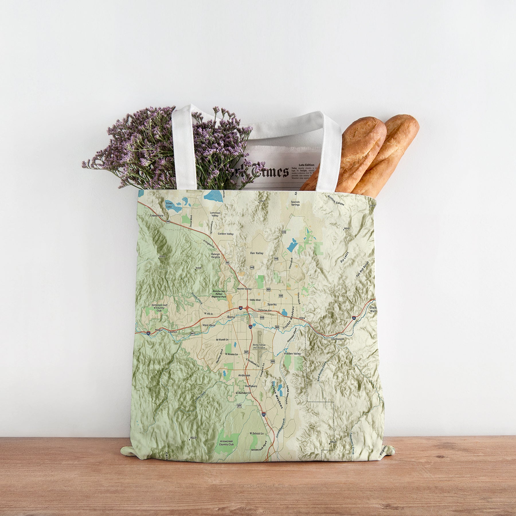 Reno Nevada Charted Territory Map Tote