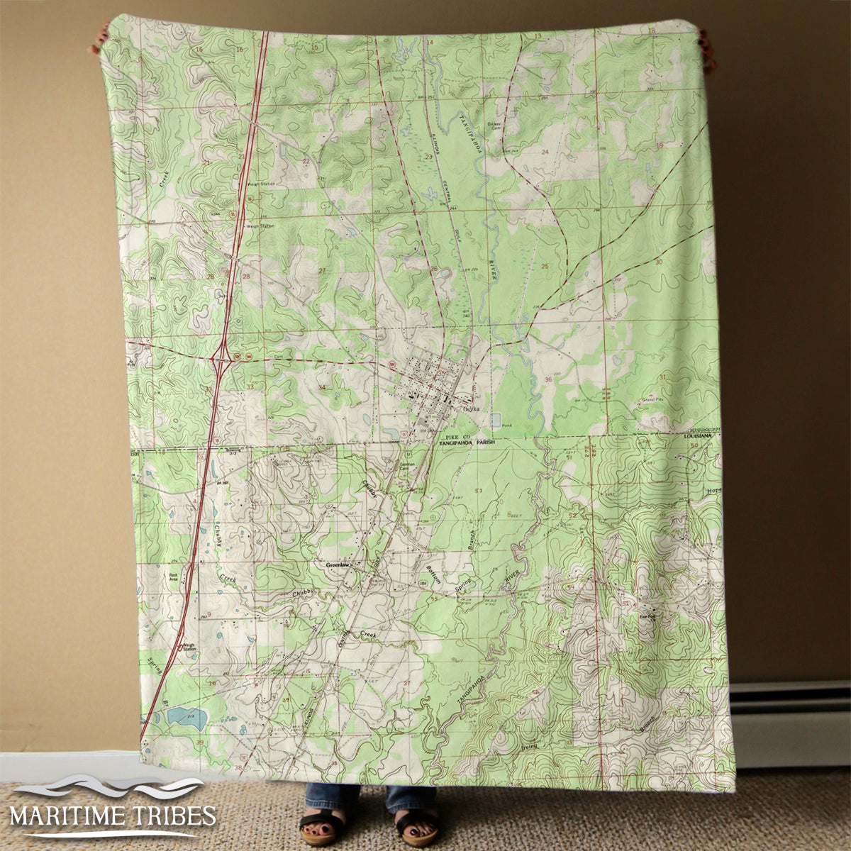 Osyka MS vintage Topo map Blanket – Maritime Tribes USA