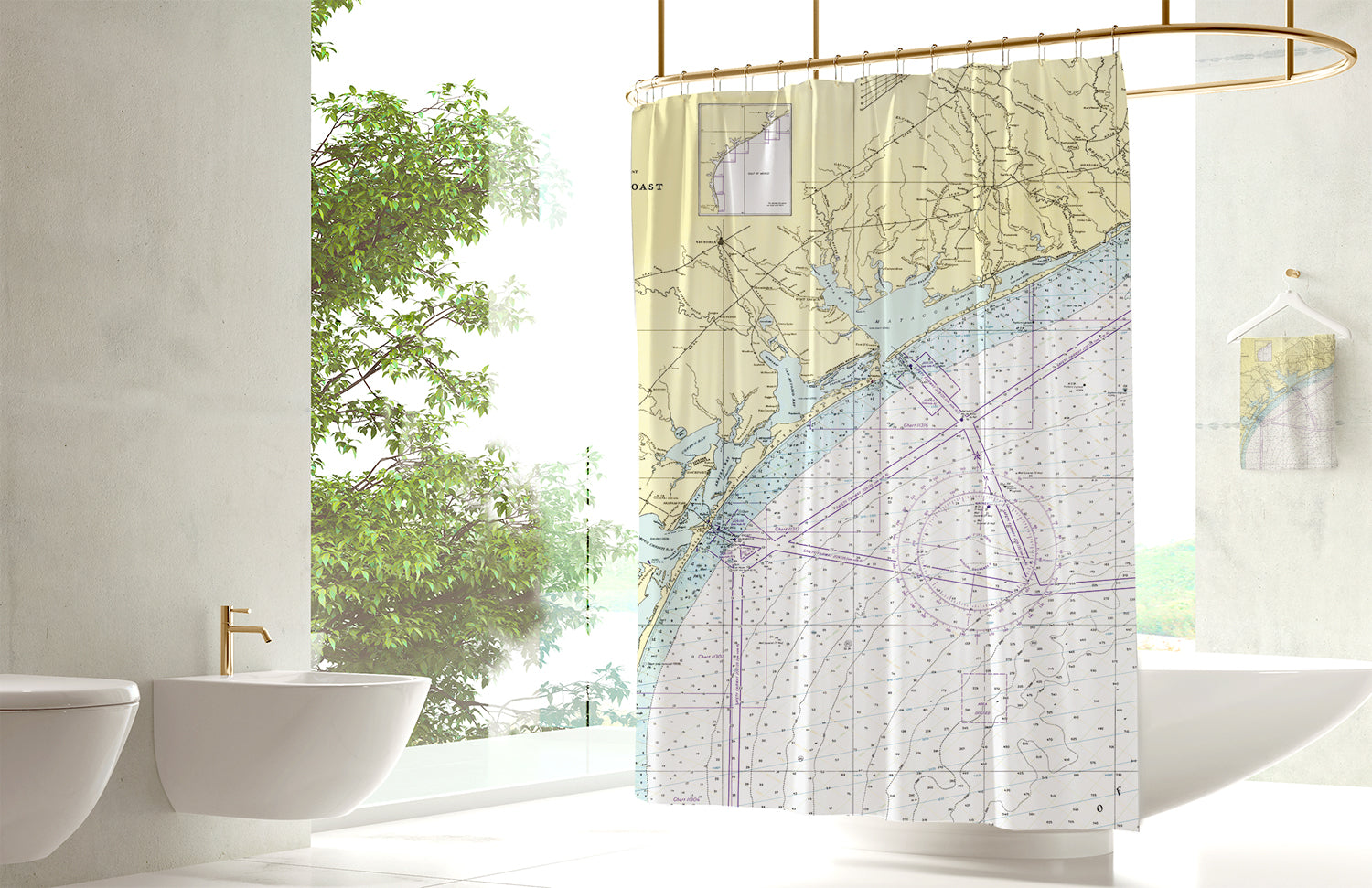 Alexandria Bay, Wellesley Island, Hill selling Island, NY Nautical Chart Shower Curtain / Made to Order